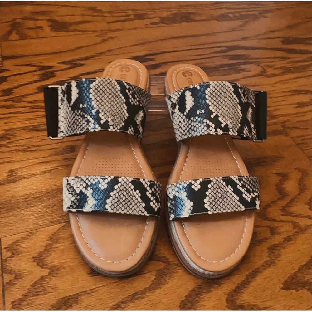 CC Corso Como Glennia Sandals Women 8M Snake Elastic‎ Strap Slide Comfort EUC